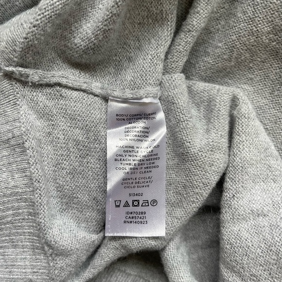 LOFT 100% Cotton Light Gray Fuzzy Fair Isle Christmas Sweater Small Women’s - Picture 10 of 11